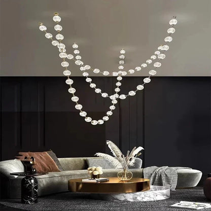 Lampadario moderno Esle a collana di perle in vetro trasparente