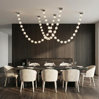 Lampadario moderno Esle a collana di perle in vetro trasparente
