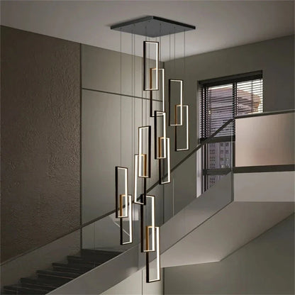 Lampadario moderno grande rettangolare verticale per scala