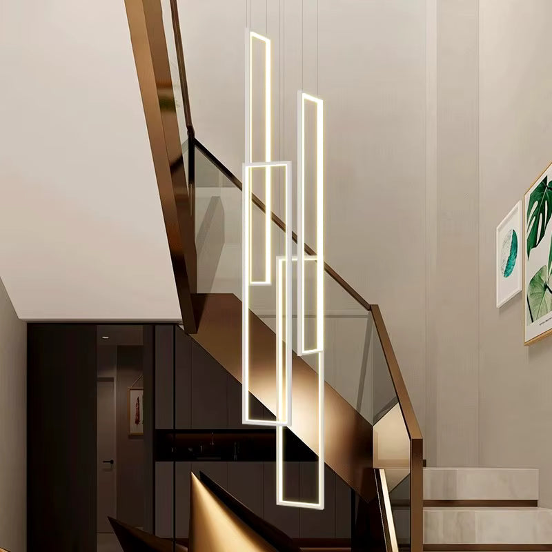 Lampadario moderno grande rettangolare verticale per scala