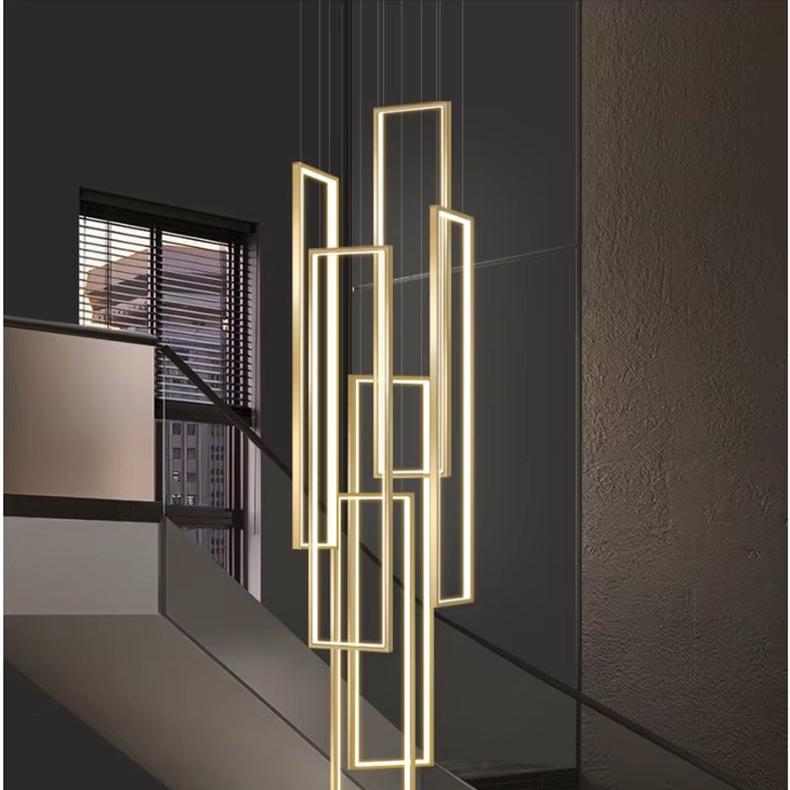 Lampadario moderno grande rettangolare verticale per scala