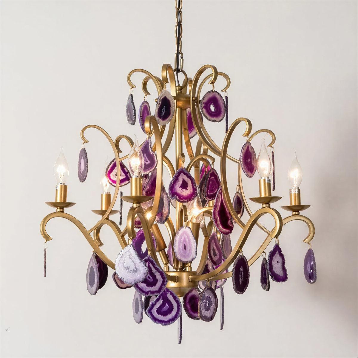Lampadario moderno in cristallo con design in agata