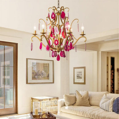 Lampadario moderno in cristallo con design in agata