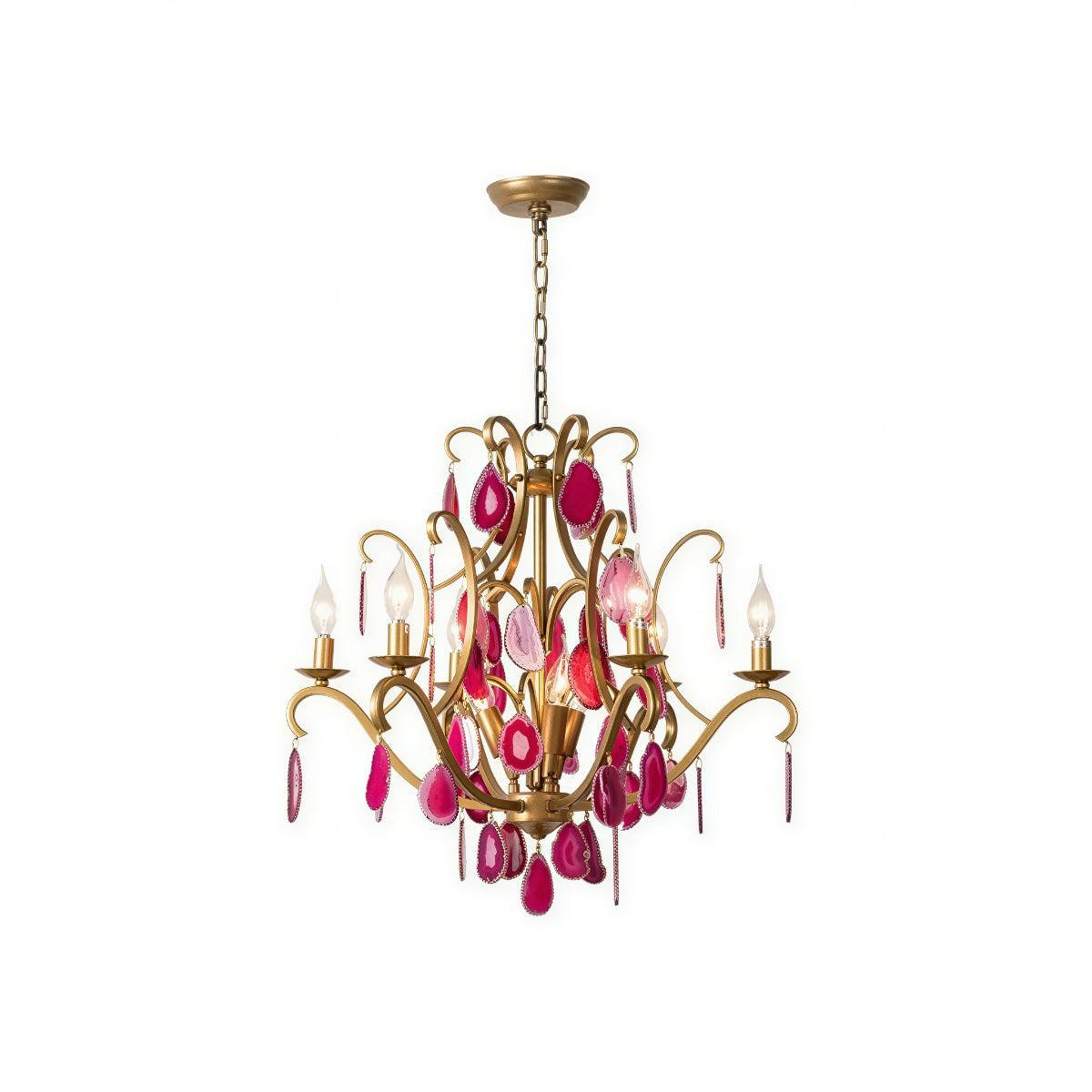 Lampadario moderno in cristallo con design in agata