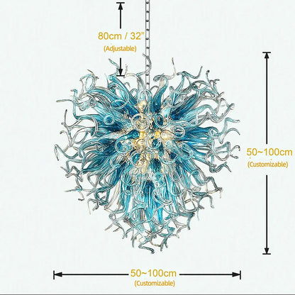 Lampadario moderno in vetro blu acqua