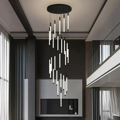 Lampadario moderno lungo per scala Atia nero/oro/argento