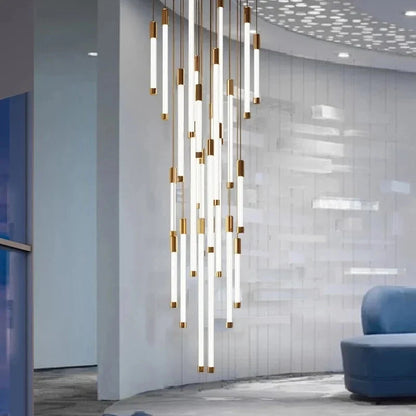 Lampadario moderno lungo per scala Atia nero/oro/argento