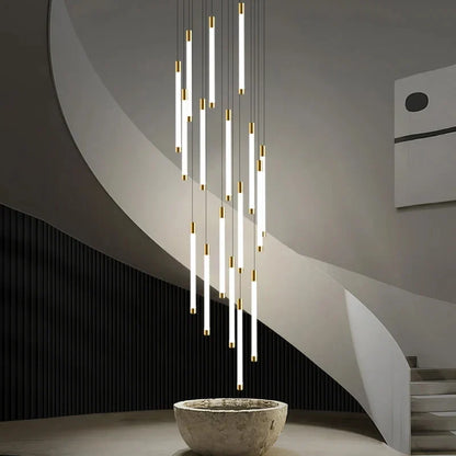 Lampadario moderno lungo per scala Atia nero/oro/argento