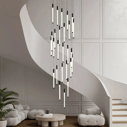 Lampadario moderno lungo per scala Atia nero/oro/argento