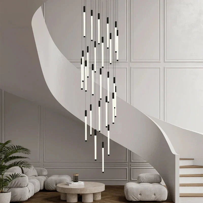 Lampadario moderno lungo per scala Atia nero/oro/argento