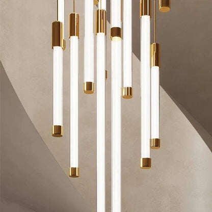 Lampadario moderno lungo per scala Atia nero/oro/argento