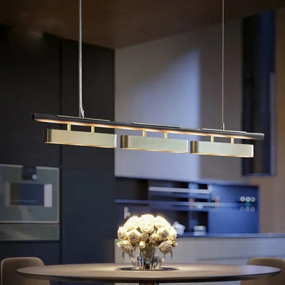 Lampadario rettangolare contemporaneo Torin in nero e oro