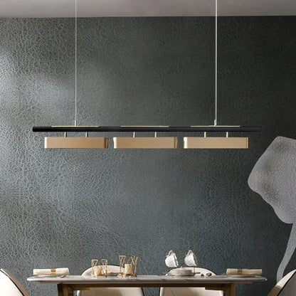 Lampadario rettangolare contemporaneo Torin in nero e oro