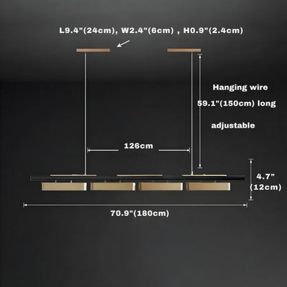 Lampadario rettangolare contemporaneo Torin in nero e oro