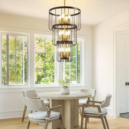 Lampadario rustico farmhouse a 12 luci per scala
