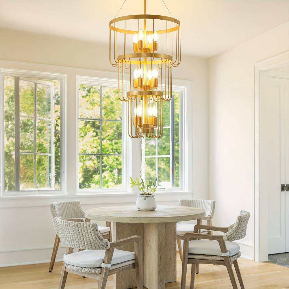 Lampadario rustico farmhouse a 12 luci per scala