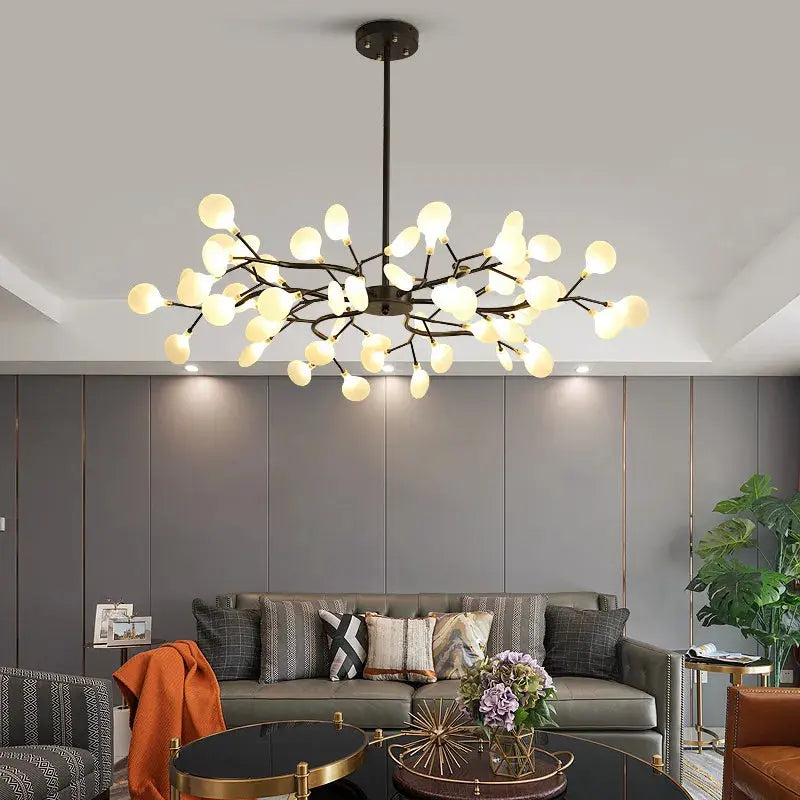 Lampadario Sputnik a rami firefly in oro e nero