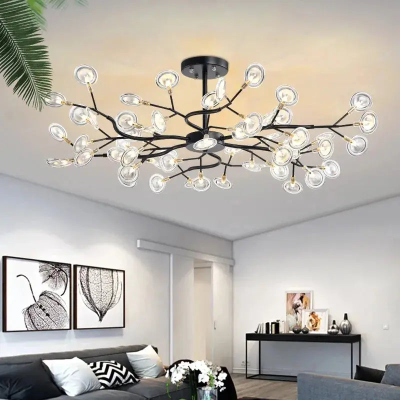 Lampadario Sputnik a rami firefly in oro e nero
