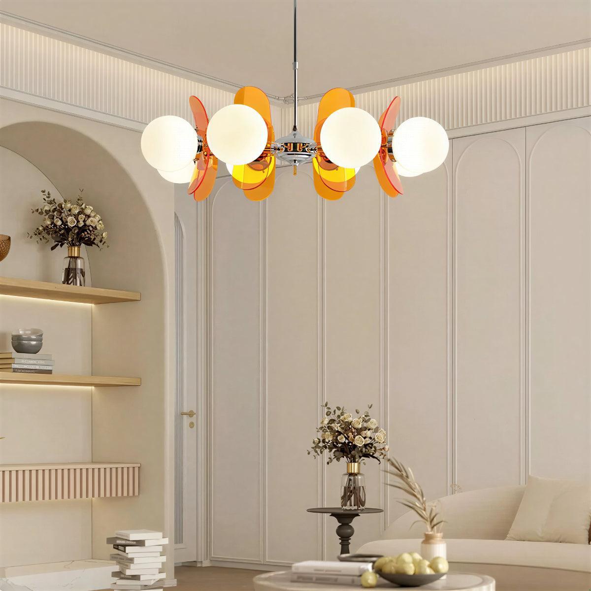 Lampadario sputnik moderno con globi in vetro