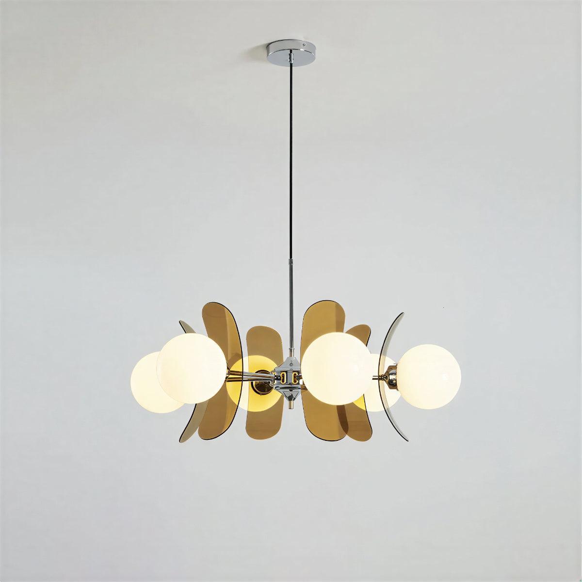 Lampadario sputnik moderno con globi in vetro