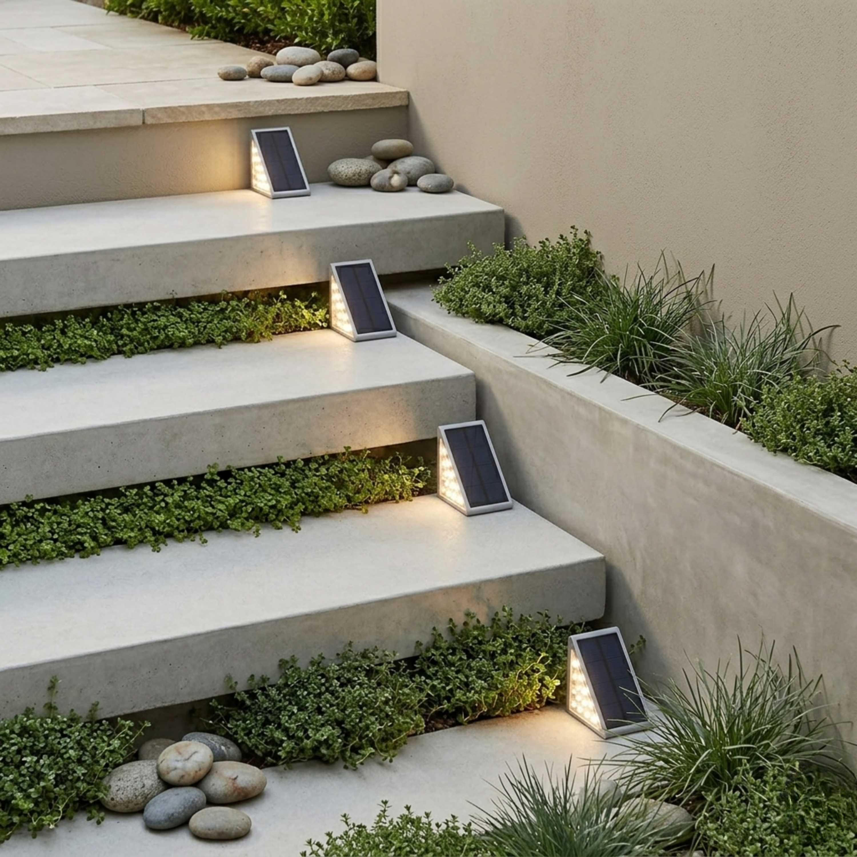 Lampade segnapasso solari a LED per scale e vialetti da giardino, bianco caldo