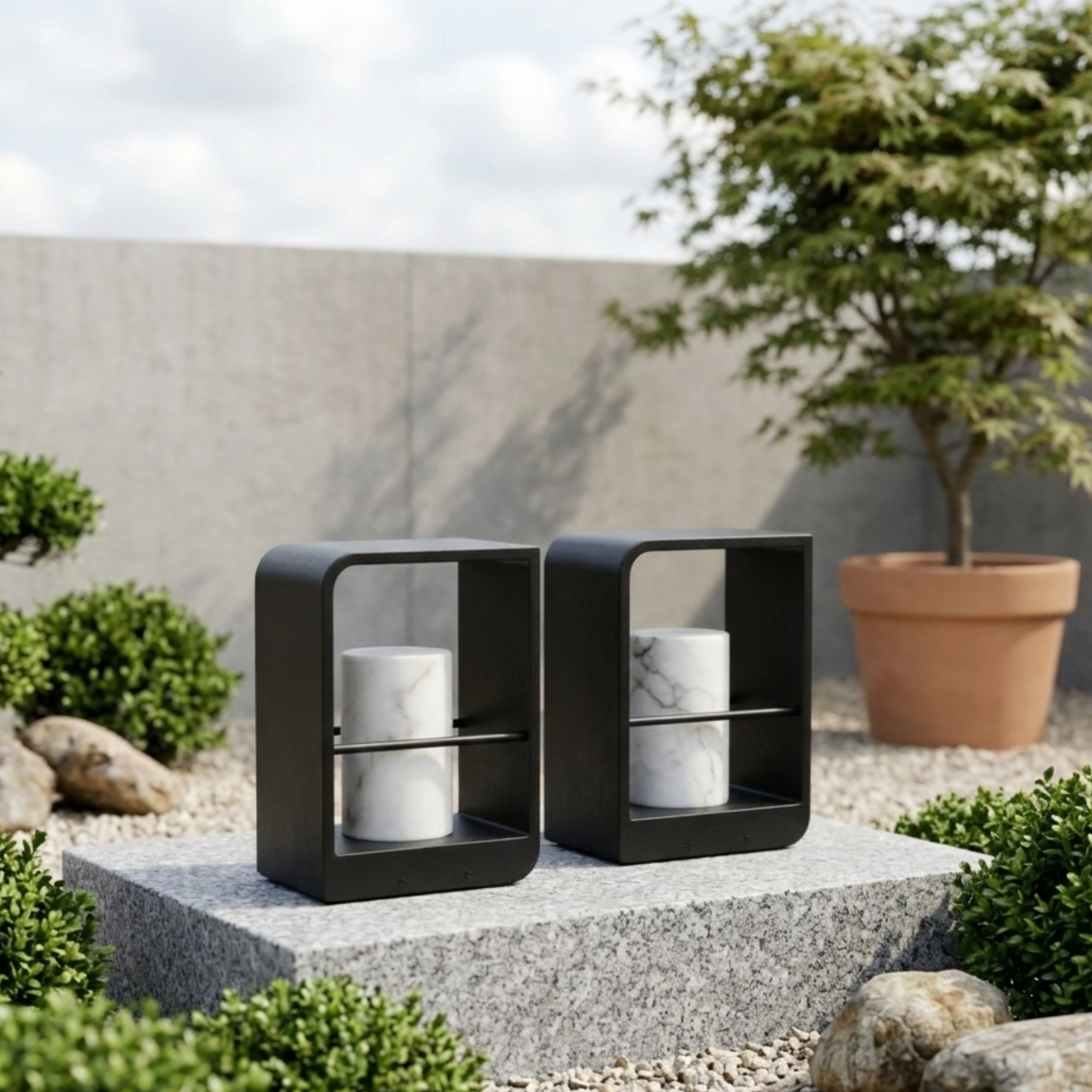 Lanterna da esterno solare a LED nera in alluminio e acrilico per giardino e patio