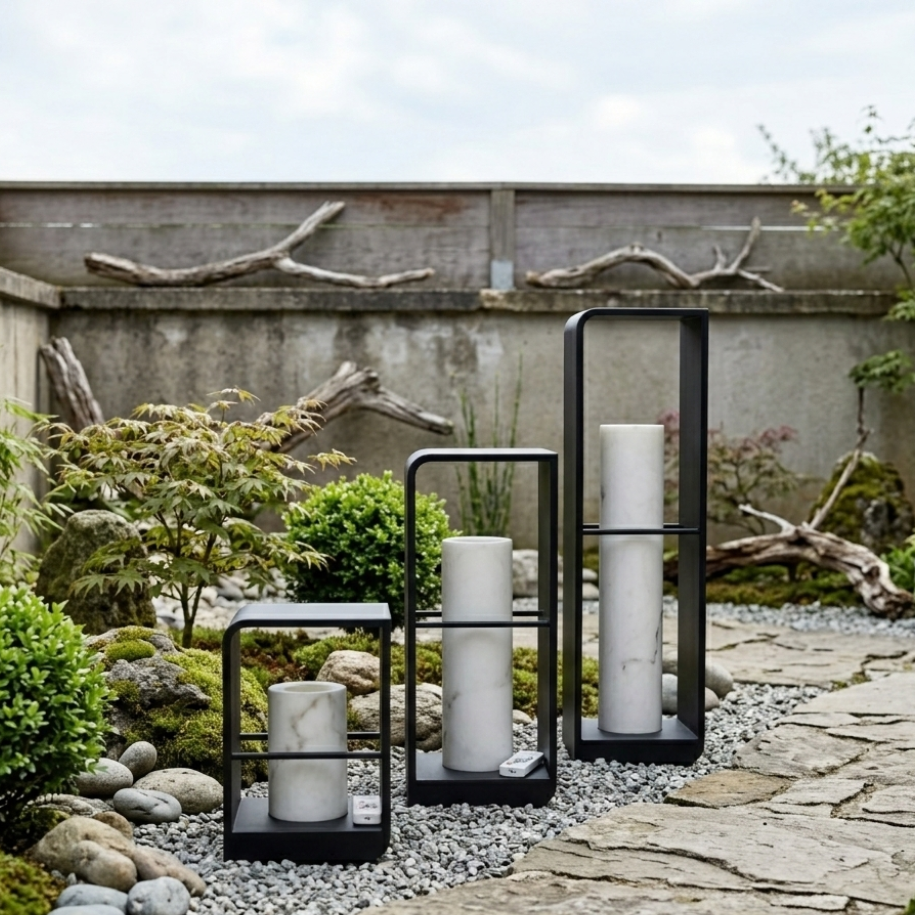 Lanterna da esterno solare a LED nera in alluminio e acrilico per giardino e patio
