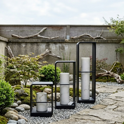 Lanterna da esterno solare a LED nera in alluminio e acrilico per giardino e patio