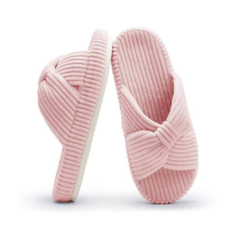 Lavinia pantofole donna aperte in velluto a coste con fiocco, foto 6
