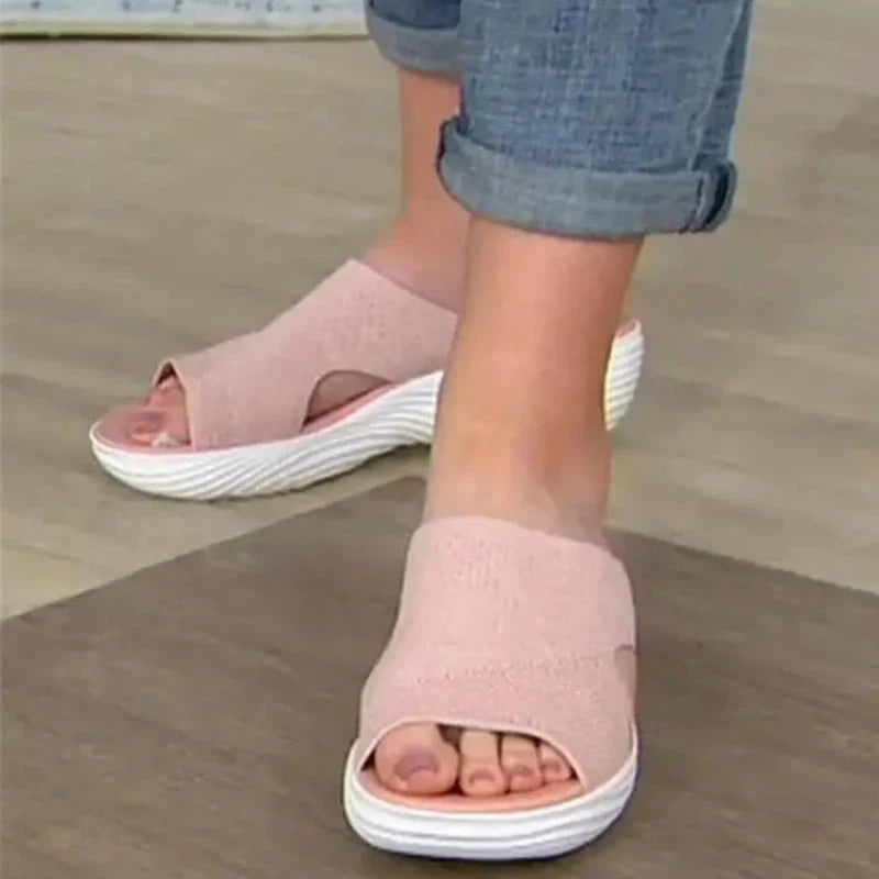 Leandrina sandali donna con zeppa e fascia incrociata in maglia, foto 5