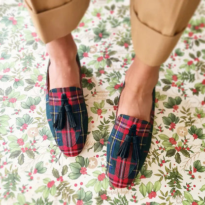 Licia mocassini donna con motivo tartan e nappine, foto 2