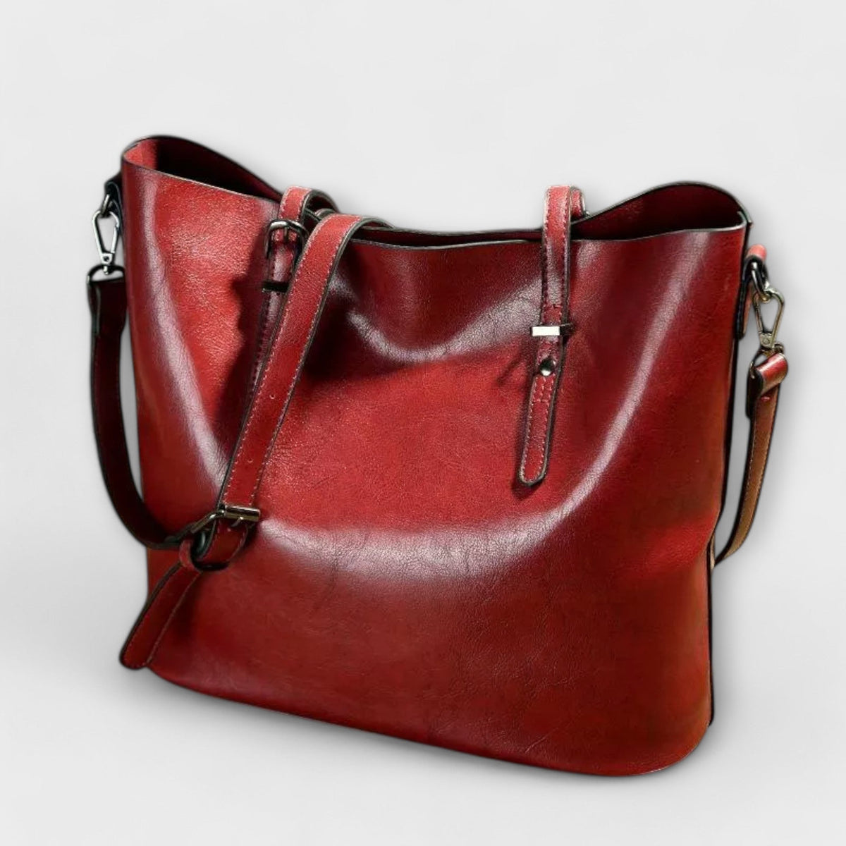 Licinia borsa a spalla donna con tracolla regolabile e manici con fibbia, foto 5
