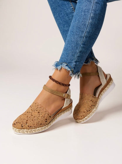 Livia espadrillas donna traforate con plateau e cinturino alla caviglia, foto 10