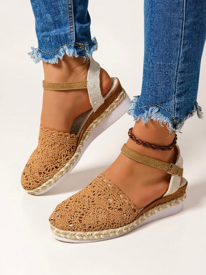 Livia espadrillas donna traforate con plateau e cinturino alla caviglia, foto 7