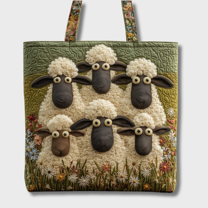 Margherita borsa shopper donna trapuntata con motivo a pecore e fiori, foto 2