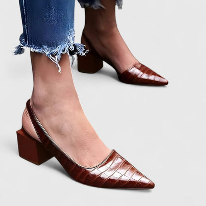 Maria Carla slingback donna con punta affusolata e tacco basso, foto 2