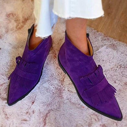 Maria Gabriella stivaletti donna a punta con frange e tacco basso, foto 1