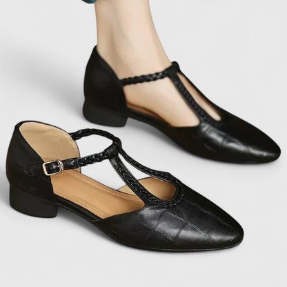 Maria Teresa scarpe mary jane donna con cinturino a t intrecciato e tacco basso, foto 5