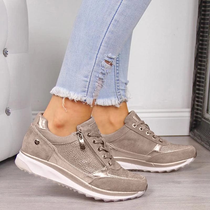 Matelda sneakers donna con lacci e zip laterale in similpelle, foto 1