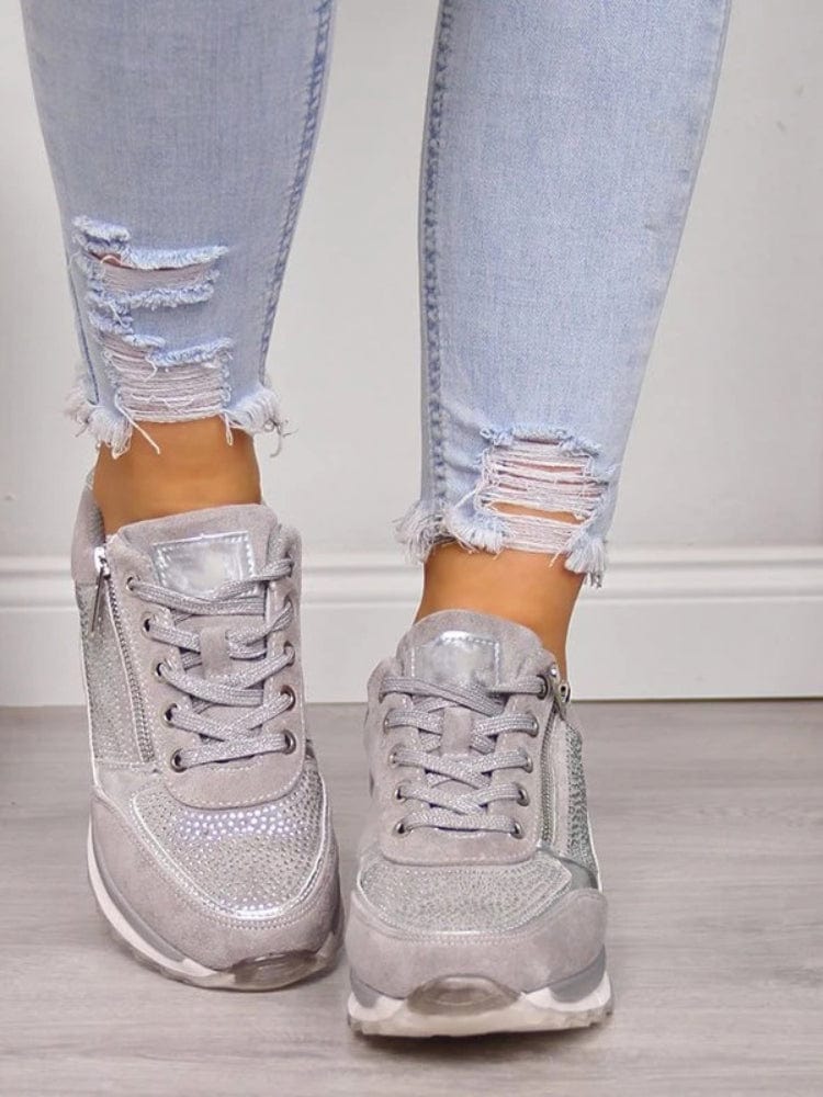 Matelda sneakers donna con lacci e zip laterale in similpelle, foto 4