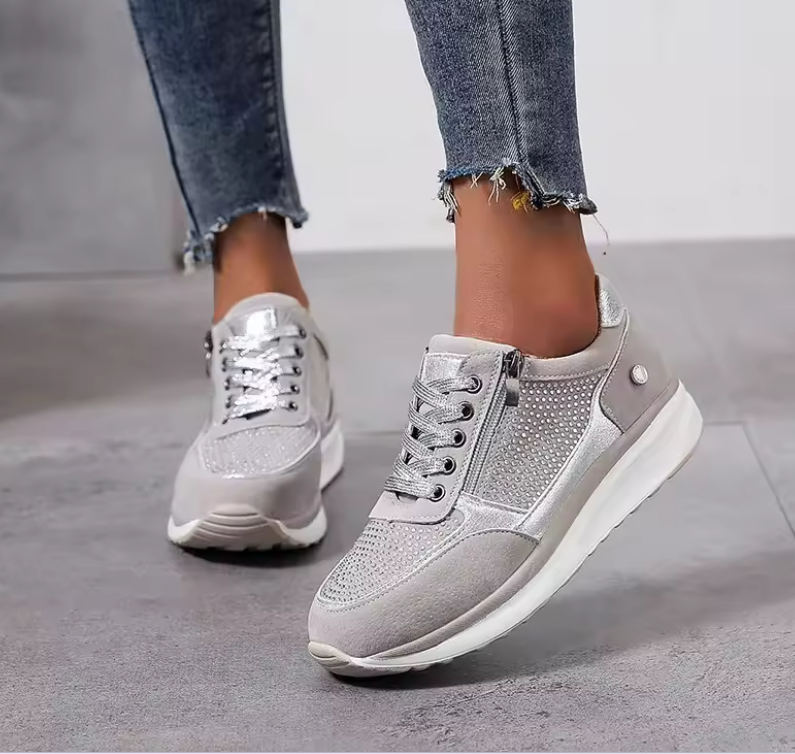 Matelda sneakers donna con lacci e zip laterale in similpelle, foto 5