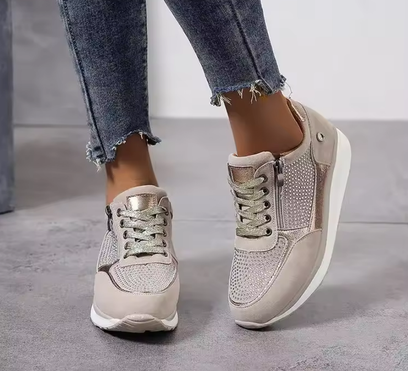 Matelda sneakers donna con lacci e zip laterale in similpelle, foto 6