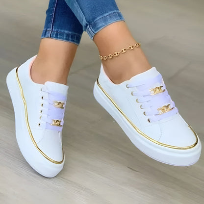 Maura sneakers donna con lacci e catenelle decorative, foto 1