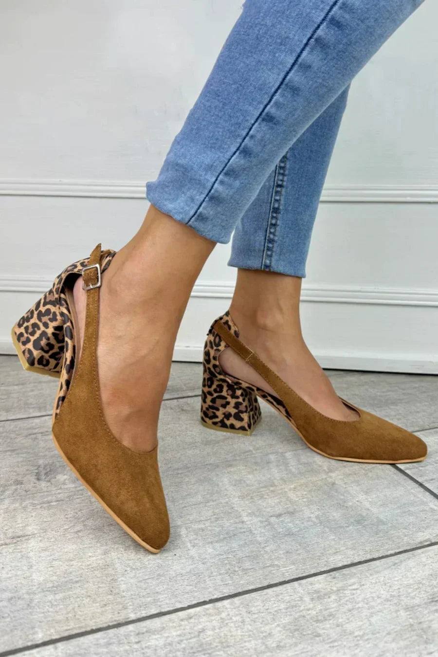 Milena slingback donna a punta con tacco largo leopardato, foto 1