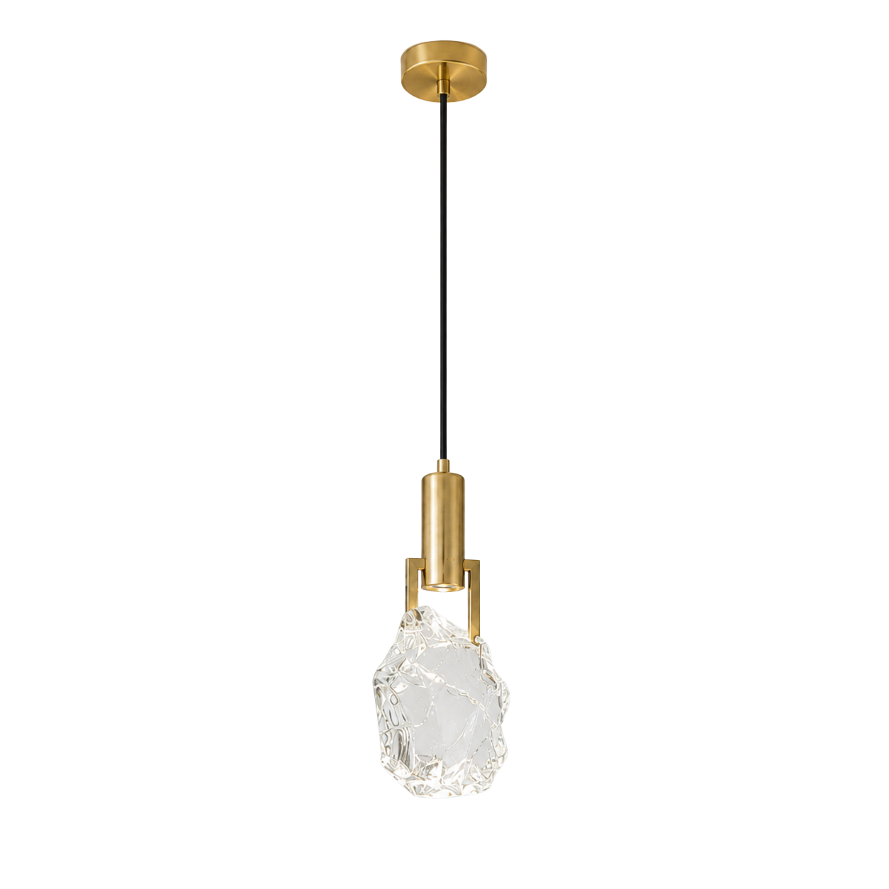 Mini lampada a sospensione moderna in cristallo a forma di pietra, nera o oro
