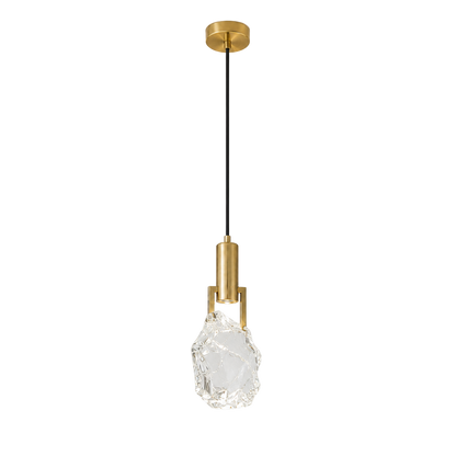Mini lampada a sospensione moderna in cristallo a forma di pietra, nera o oro