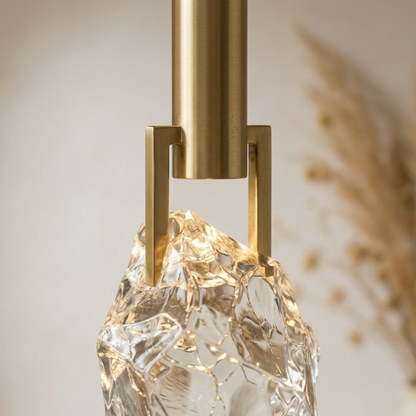 Mini lampada a sospensione moderna in cristallo a forma di pietra, nera o oro