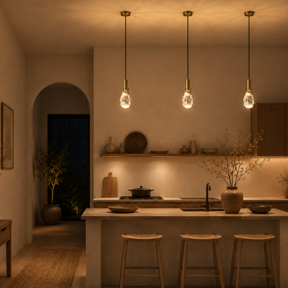 Mini lampada a sospensione moderna in cristallo a forma di pietra, nera o oro