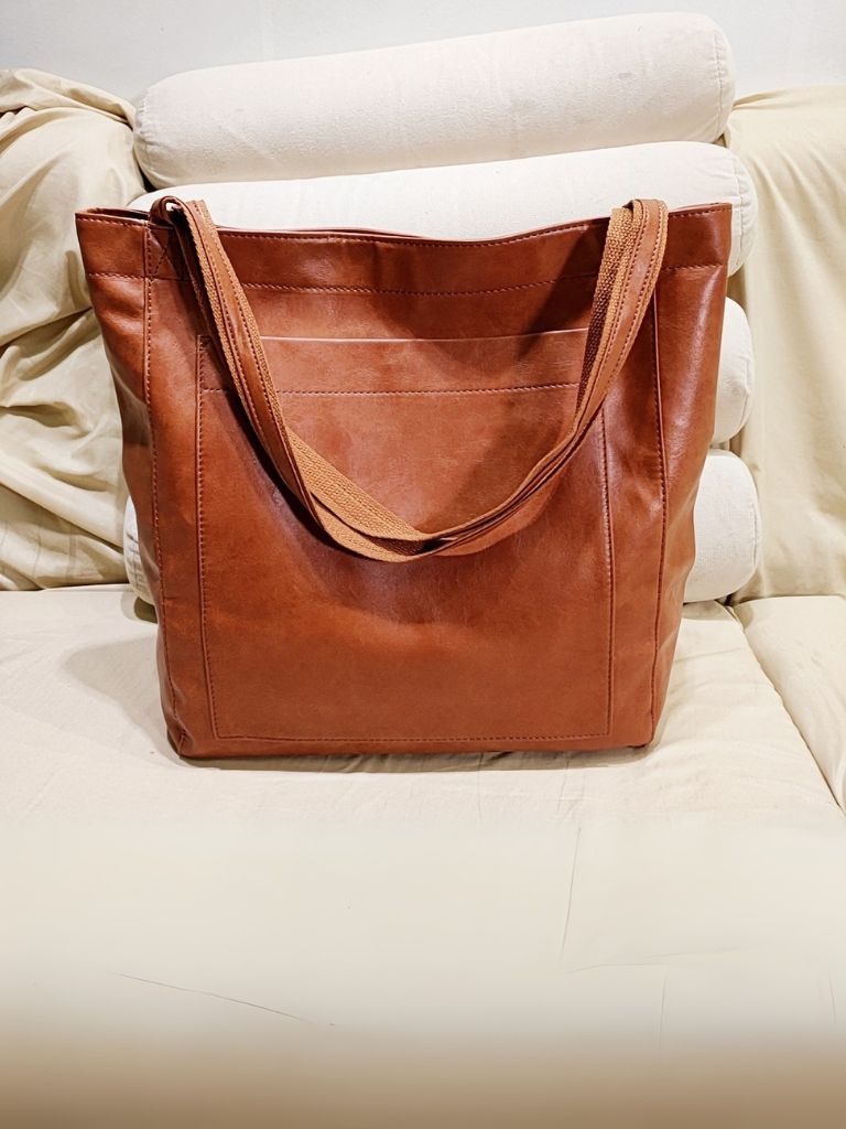Nadia borsa shopper donna in similpelle con tasca frontale, foto 3