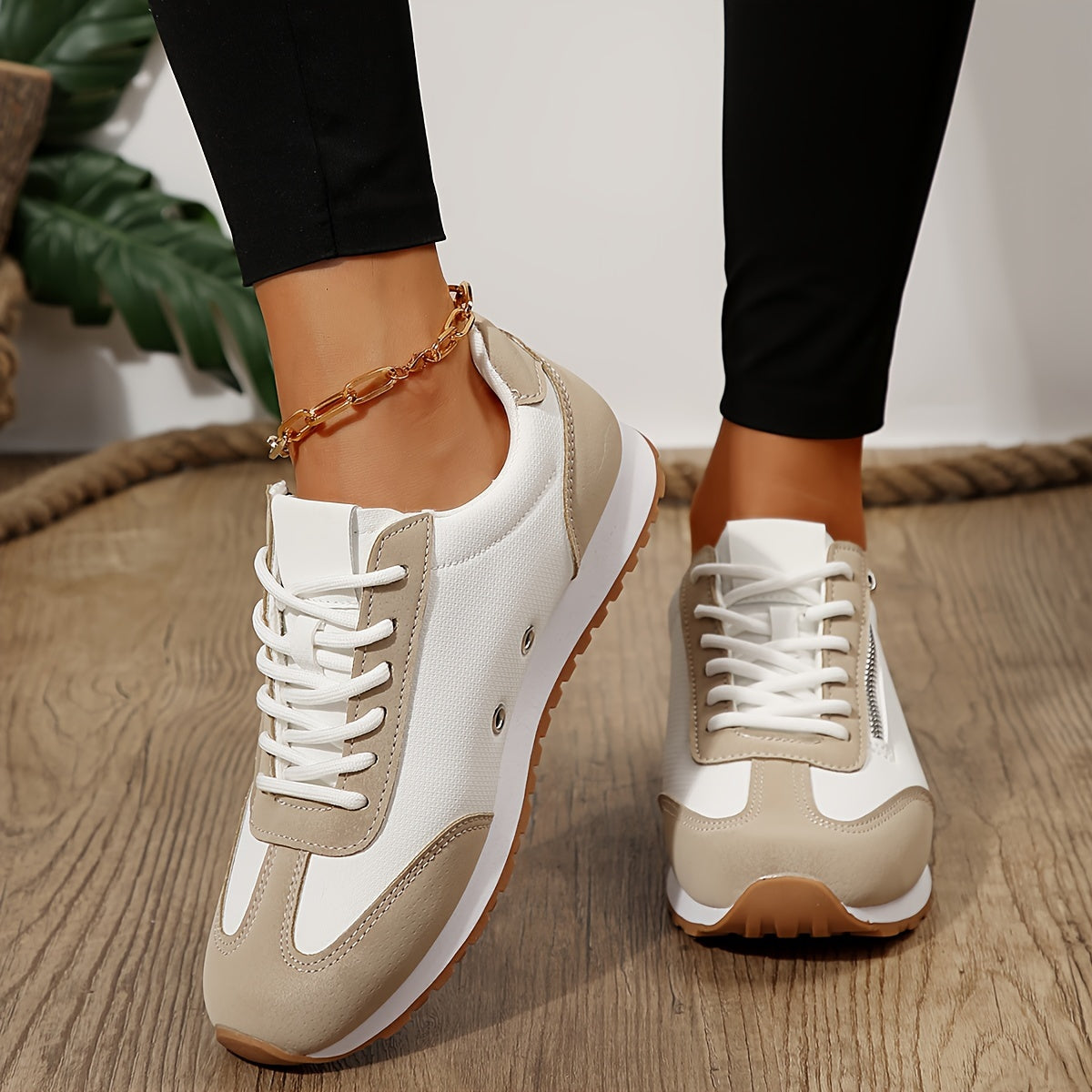Nara sneakers donna stile retrò con lacci e zip laterale, foto 1